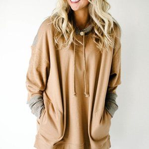 Roolee Slouchy Grey and Brown Hoodie